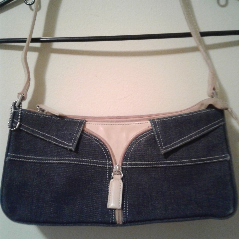 Leather Blue Jean Clutch Purse